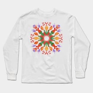 Phulkari Motif Indian Traditional Art of Punjab in Digital Watercolors GC-126-02 Long Sleeve T-Shirt